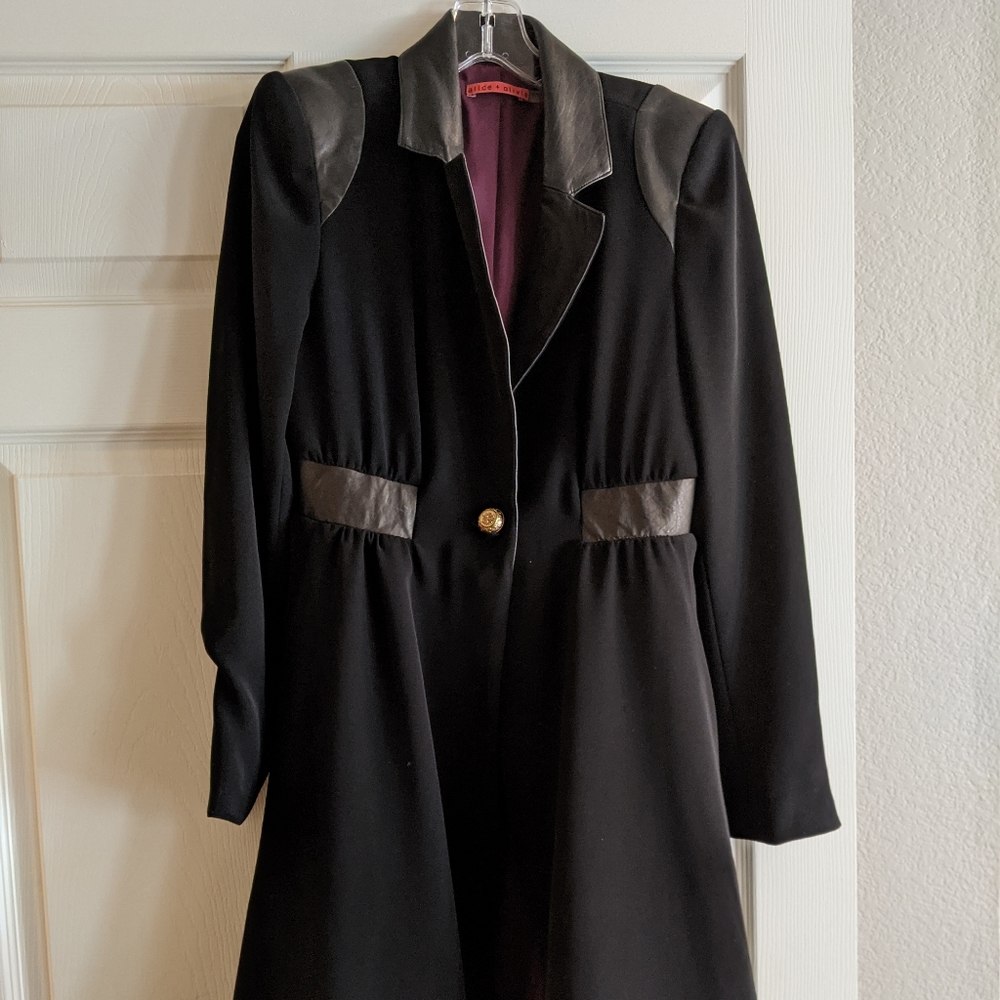 Alice and Olivia leather trimmed coat